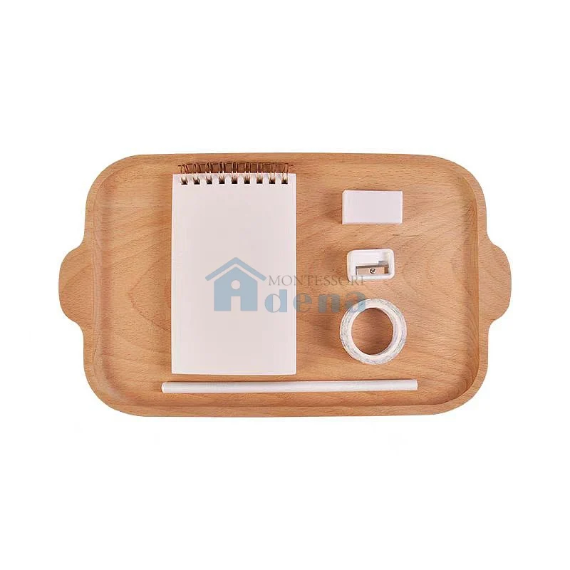 Objects With Identical Matching Cards -Stationery Tools and Cards with wooden tray