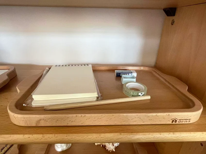 Objects With Identical Matching Cards -Stationery Tools and Cards with wooden tray