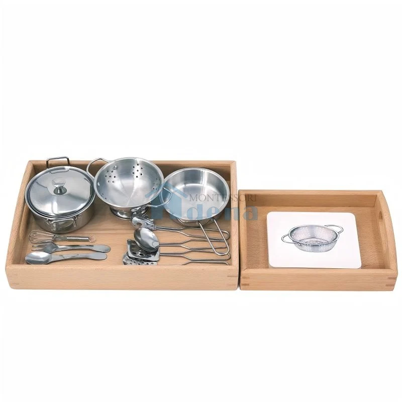 Adena Montessori Materials Objects With Similar Matching Cards -Cooking Tools with wooden tray
