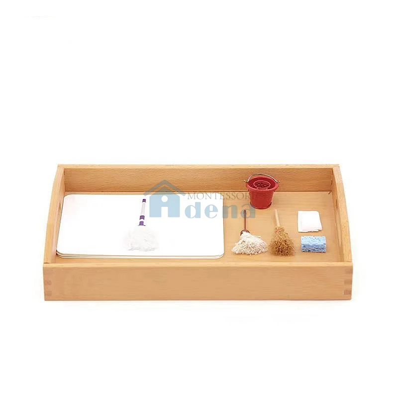 Adena Montessori Objects With Similar Matching Cards -Cleaning Tools with Wooden tray
