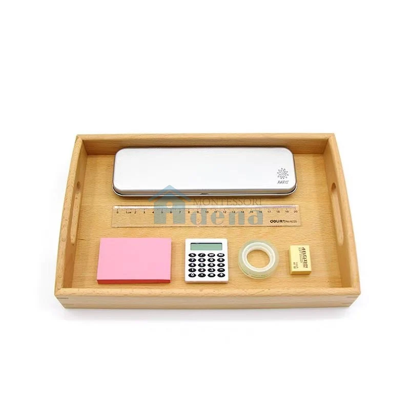 Adena Montessori Educational Materials Replicas Objects -Stationery Tools with wooden tray
