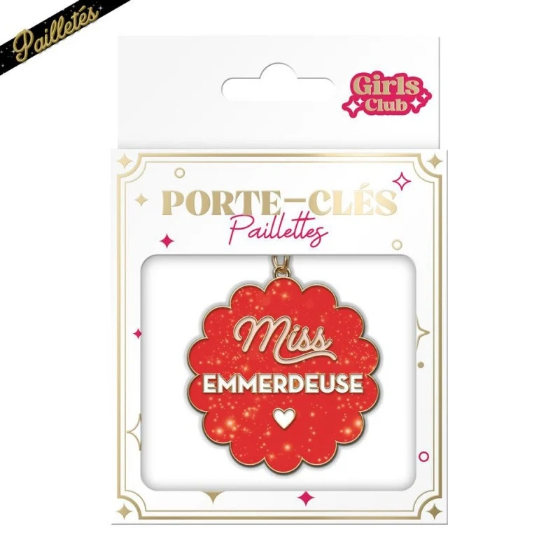 Porte-Clés Paillettes Miss Emmerdeuse – Cadeau Femme Humoristique