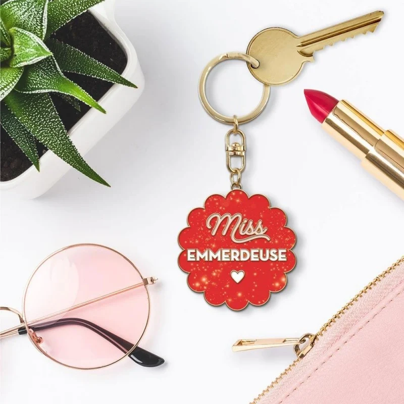 Porte-Clés Paillettes Miss Emmerdeuse – Cadeau Femme Humoristique