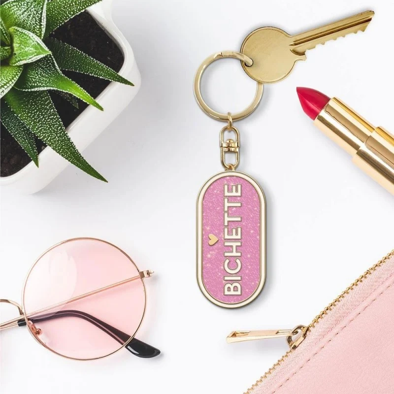 Porte-Clés Paillettes "Bichette" – Accessoire Fun & Cadeau Original