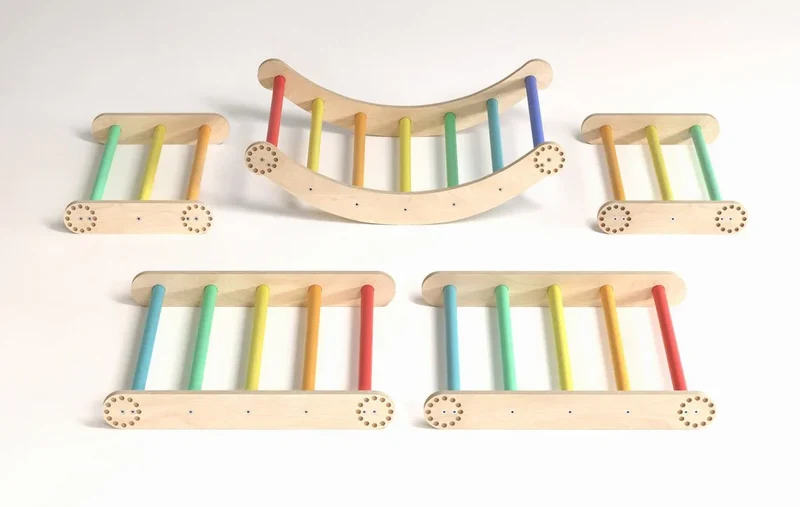 Maxi-Klettergerüst für Kinder (Set L mit Schaukel) Regenbogenfarben
