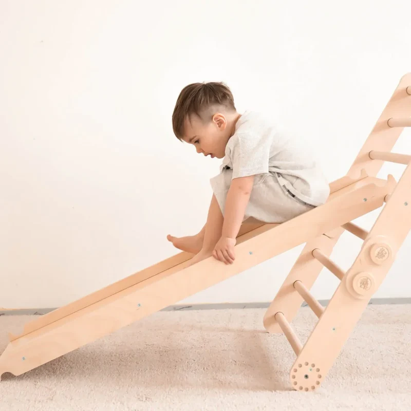 Maxi-Klettergerüst für Kinder (Set XL mit Rutsche) Natur