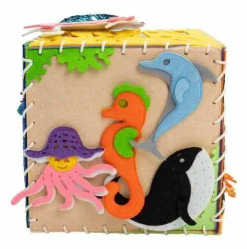 MOTORIKWÜRFEL - WEICHES BUCH - Sensory Board - Wunderwürfel Aquarium