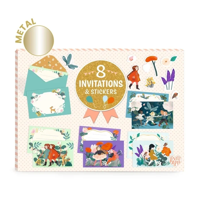 Set Invitations Copines de Jardin – Cartes à Personnaliser avec Stickers