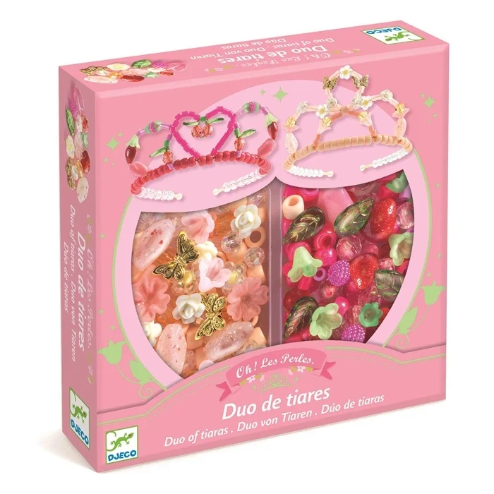 Duo de Tiares Rose – Kit Créatif Perles Princesse à Fabriquer