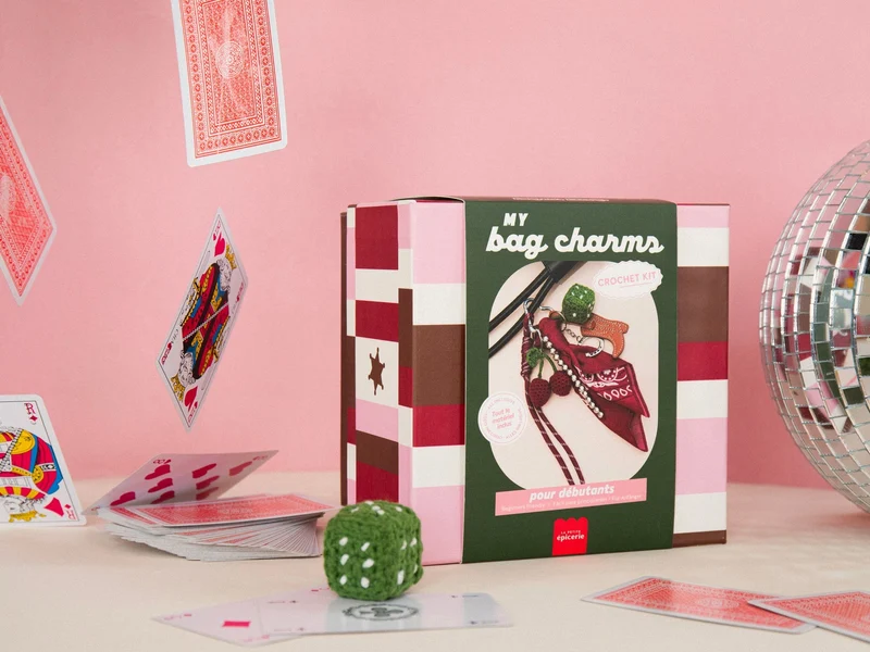 Kit DIY Crochet Bag Charms Cherry Cowboy – Coffret Crochet Débuta