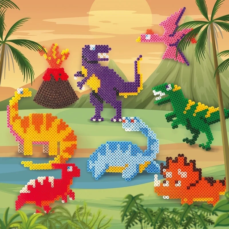 Boîte Perlou Dinosaures 3000 Perles – Kit Perles à Repasser Créatif