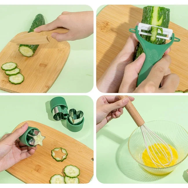 Ustensiles de cuisine Montessori en bois – Pour apprendre en jouant