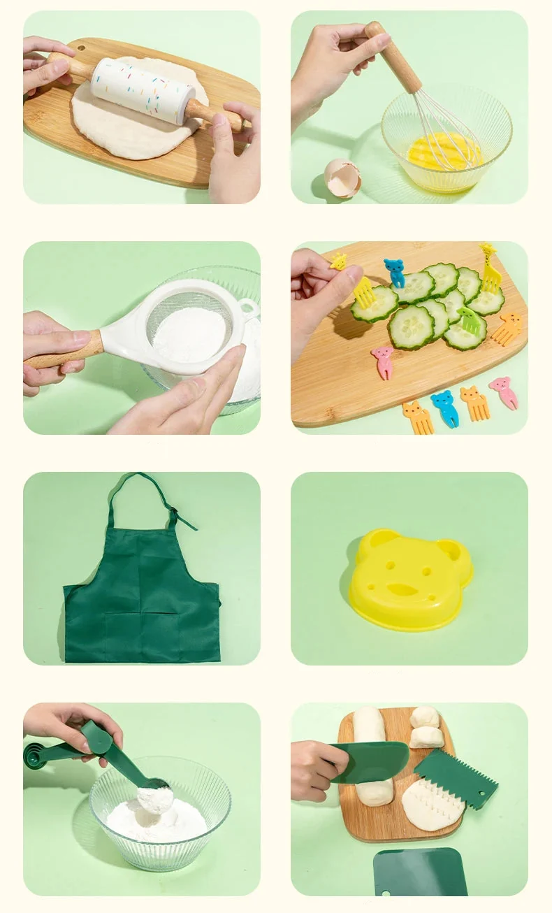 Ustensiles de cuisine Montessori en bois – Pour apprendre en jouant