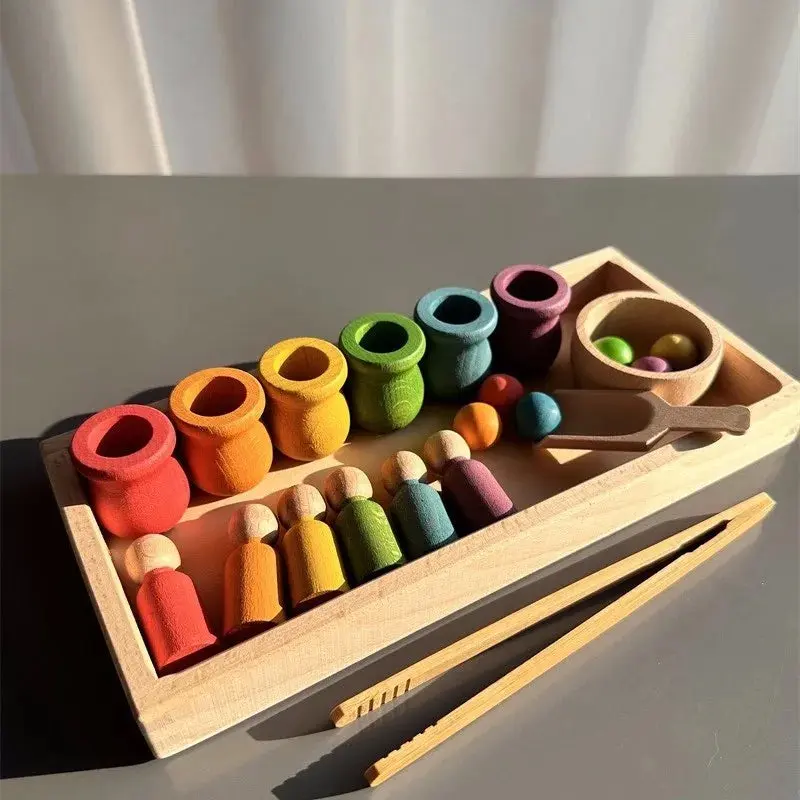 Jouet de tri Montessori en bois – Couleurs, motricité et découverte