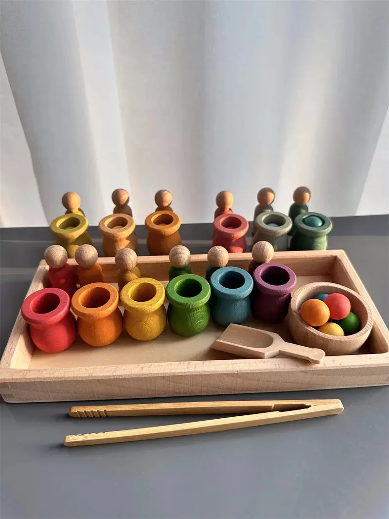 Jouet de tri Montessori en bois – Couleurs, motricité et découverte