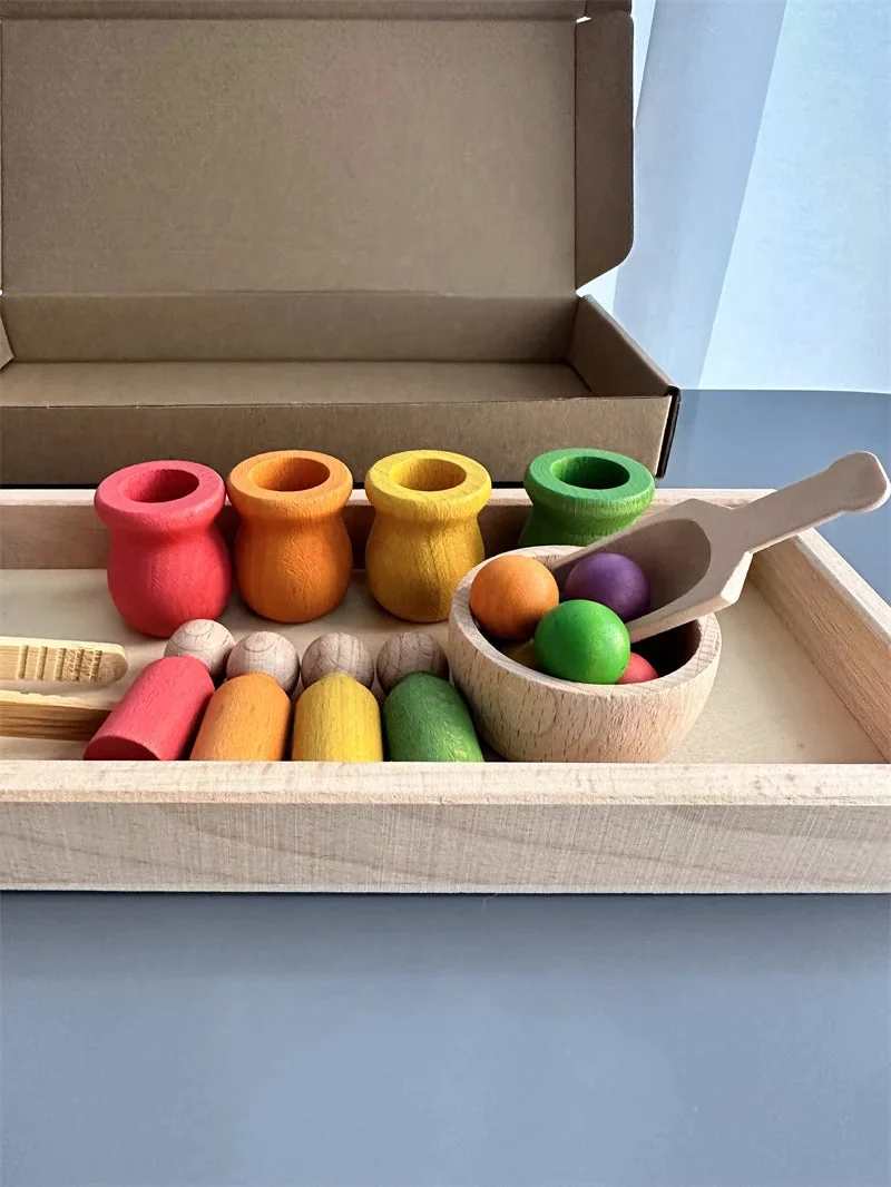 Jouet de tri Montessori en bois – Couleurs, motricité et découverte