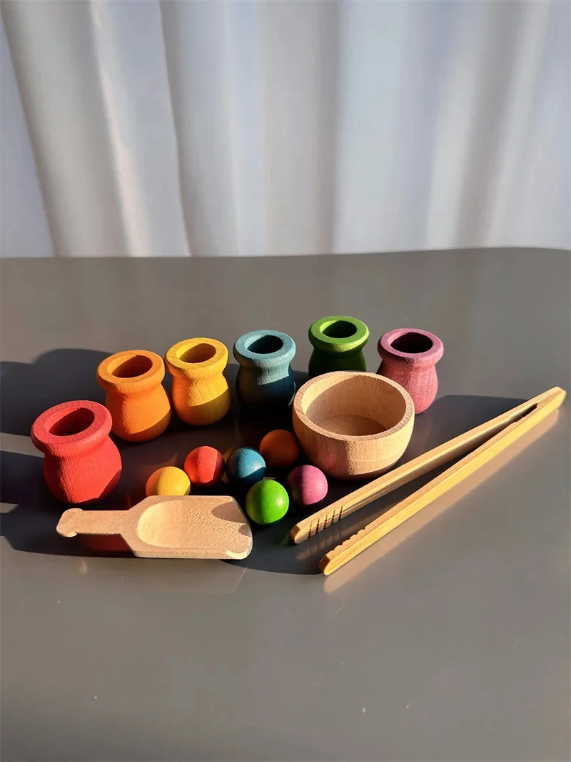 Jouet de tri Montessori en bois – Couleurs, motricité et découverte
