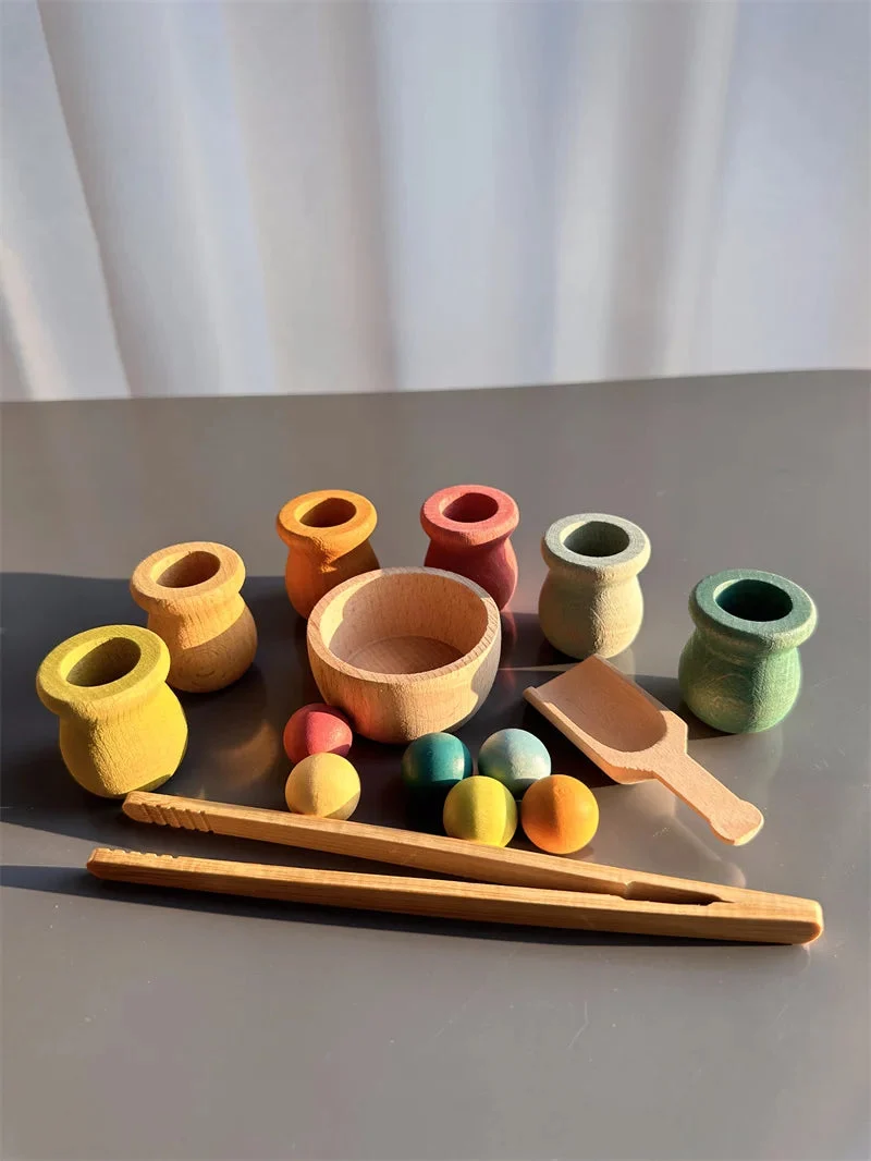 Jouet de tri Montessori en bois – Couleurs, motricité et découverte