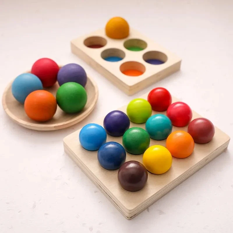 Boules arc-en-ciel sensorielles pour bébé et enfant