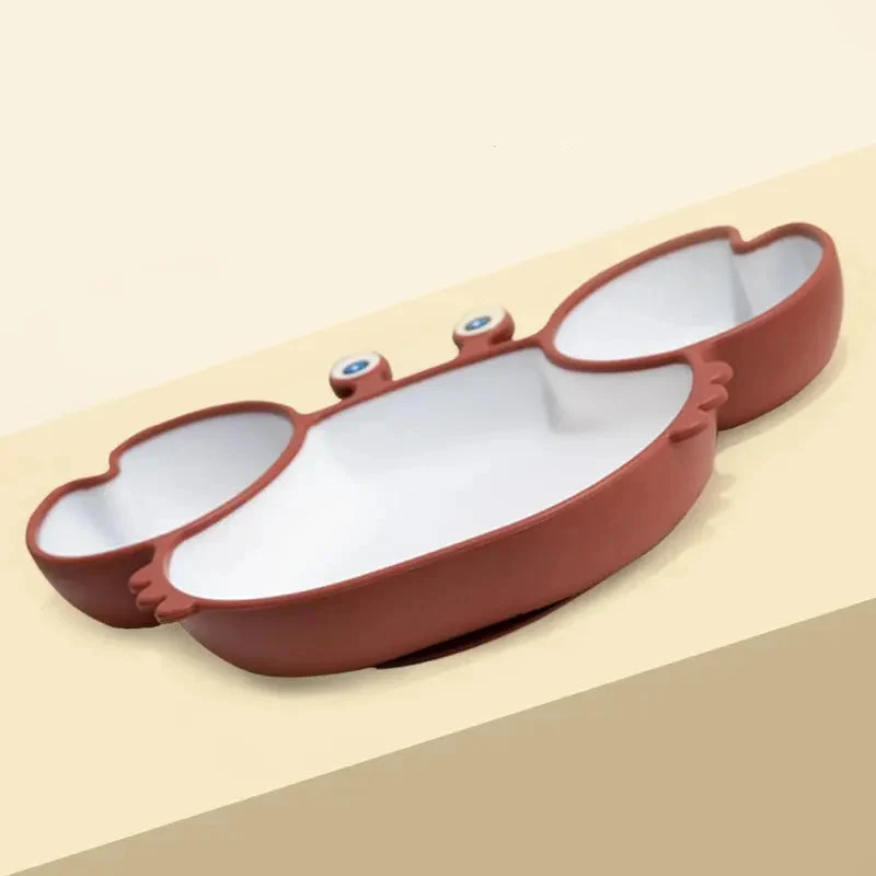 Set Vaisselle Bébé Crabe Kawaii – Silicone Non-Glissant