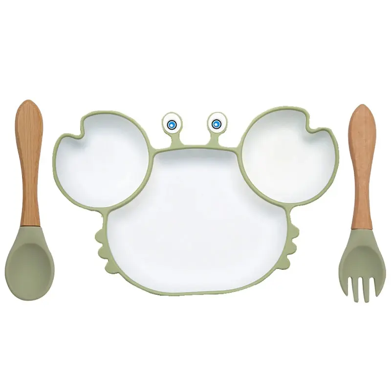 Set Vaisselle Bébé Crabe Kawaii – Silicone Non-Glissant