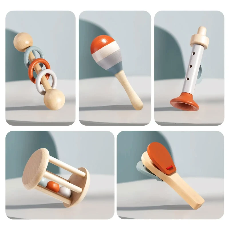 Ensemble d'Instruments Musicaux en Bois – Jouet Éducatif