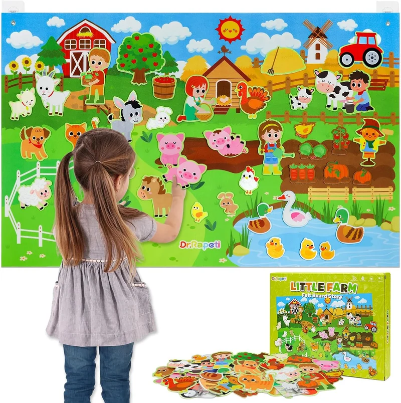 Plateau de jeu de ferme en feutre Montessori