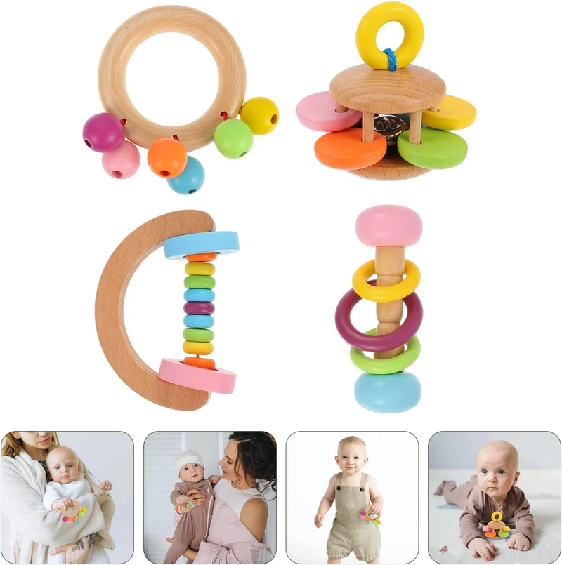 Hochets Montessori en bois (lot de 4)