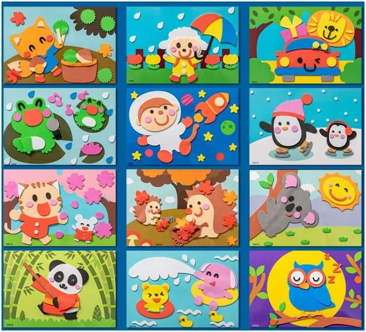 Jeu de 12 Feuilles de Puzzles d'Autollants EN 3D
