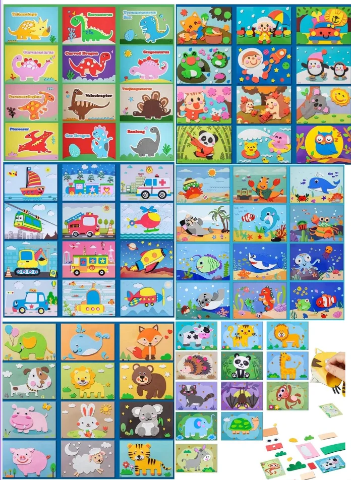 Jeu de 12 Feuilles de Puzzles d'Autollants EN 3D