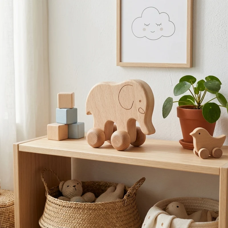 Jouet à roulettes à pousser Éléphants | Jouet en Bois