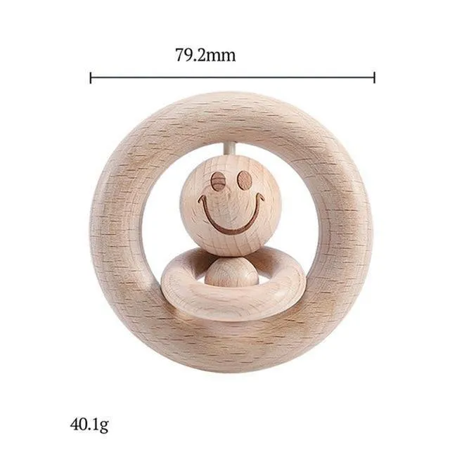 Hochet en Bois Emoji Montessori Premium