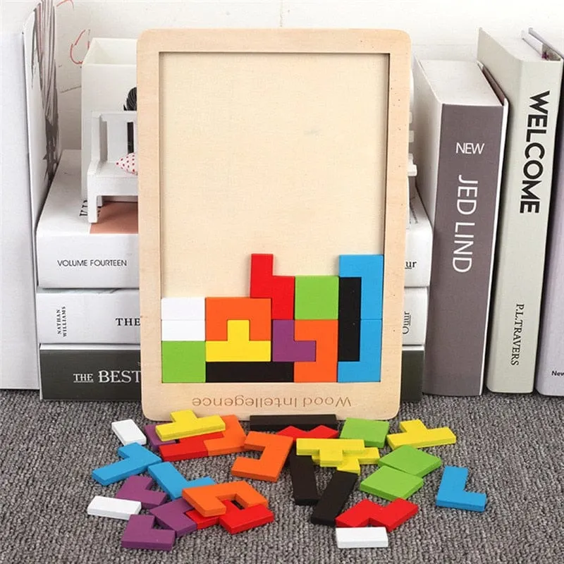 Tableau Tangram en bois Montessori - Design Pédagogique