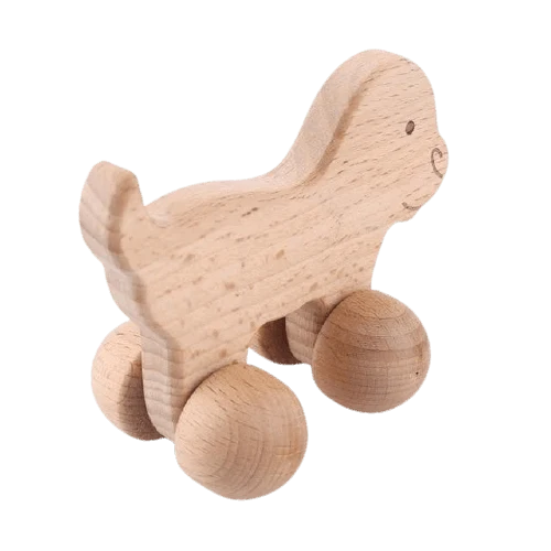 Hochet en Bois Montessori Chien Joyeux