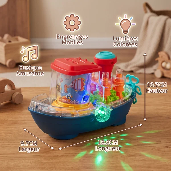 Jouet musical en forme de bateau électrique