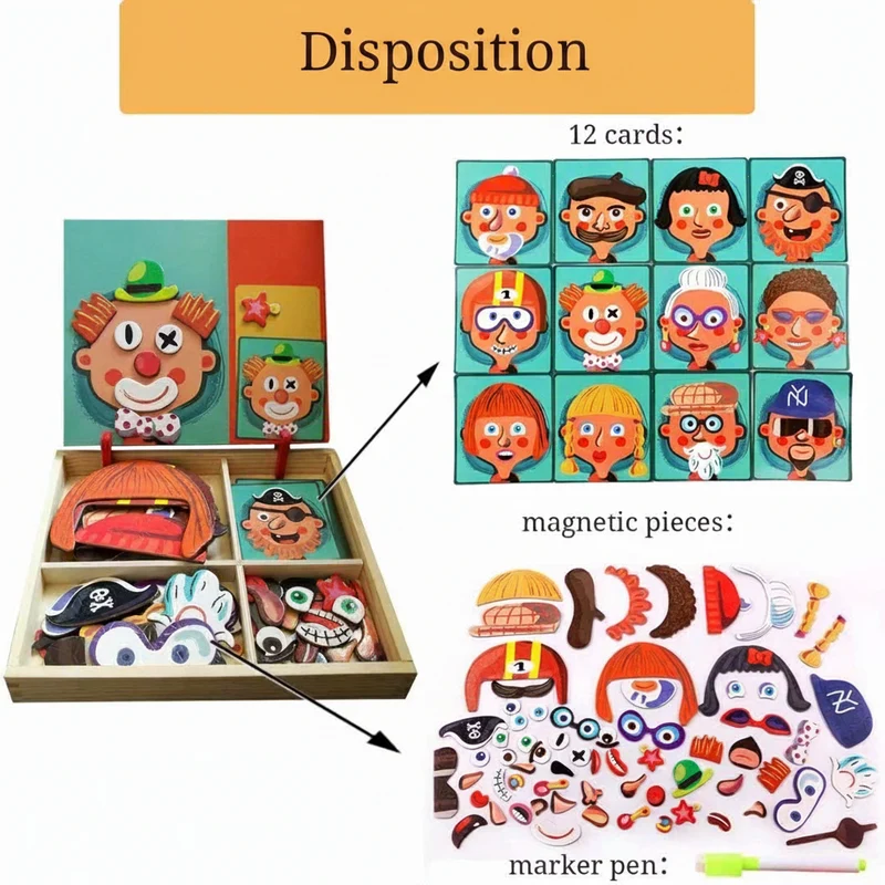 Puzzle magnétique en bois pour enfants