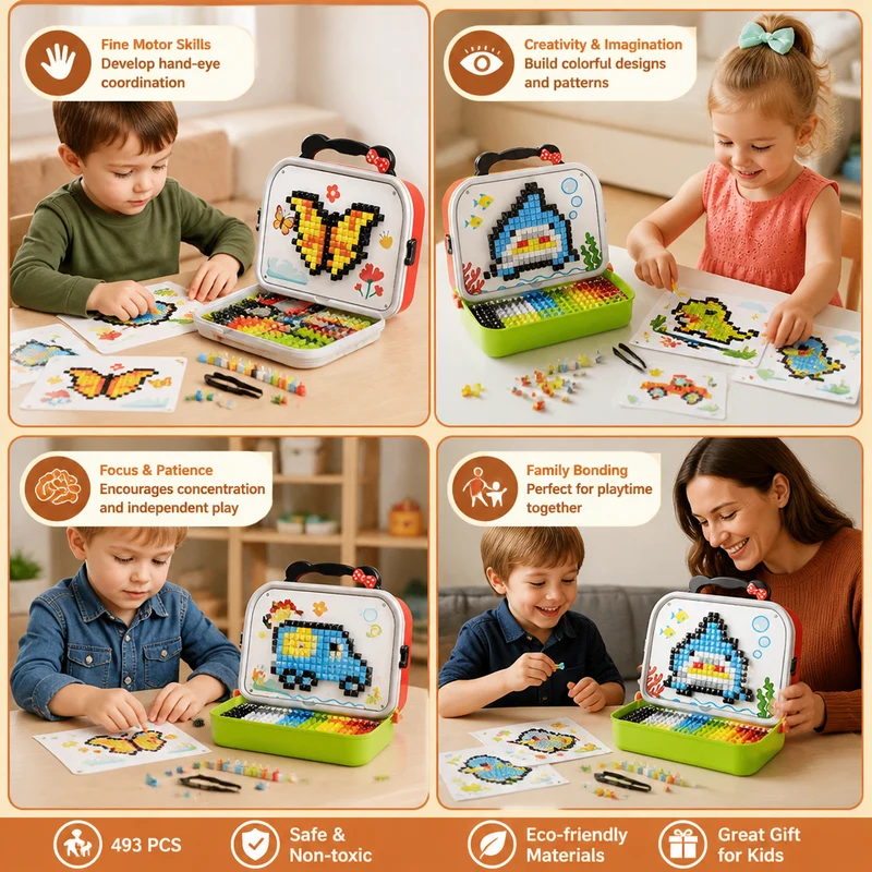 Jeu de Mosaïque Montessori Champignons – Éveil Créatif et Motricité Fine