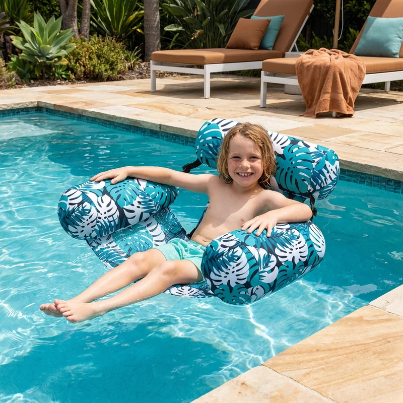 Hamac gonflable pour piscine avec dossier – Transat aquatique pliable