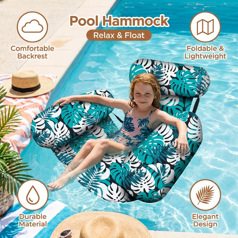 Hamac gonflable pour piscine avec dossier – Transat aquatique pliable