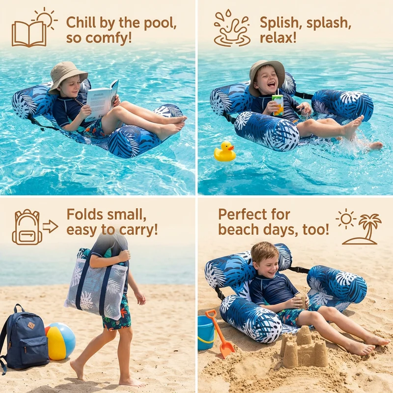 Hamac gonflable pour piscine avec dossier – Transat aquatique pliable