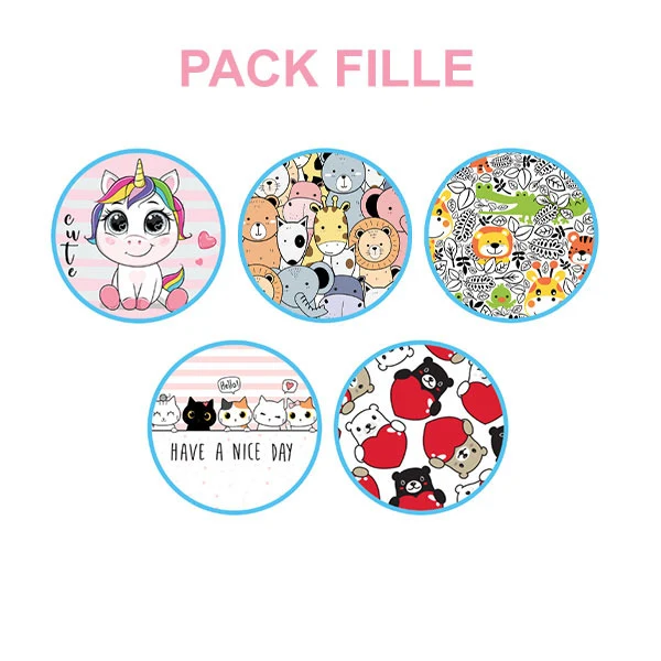 5 masques lavables - Filles 4 à 8 ans