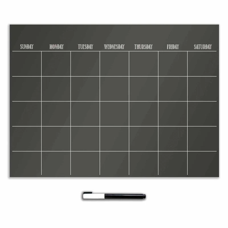 Monthly Dry Erase Calendar (Black) / Calendrier mensuel effaçable à sec (noir)