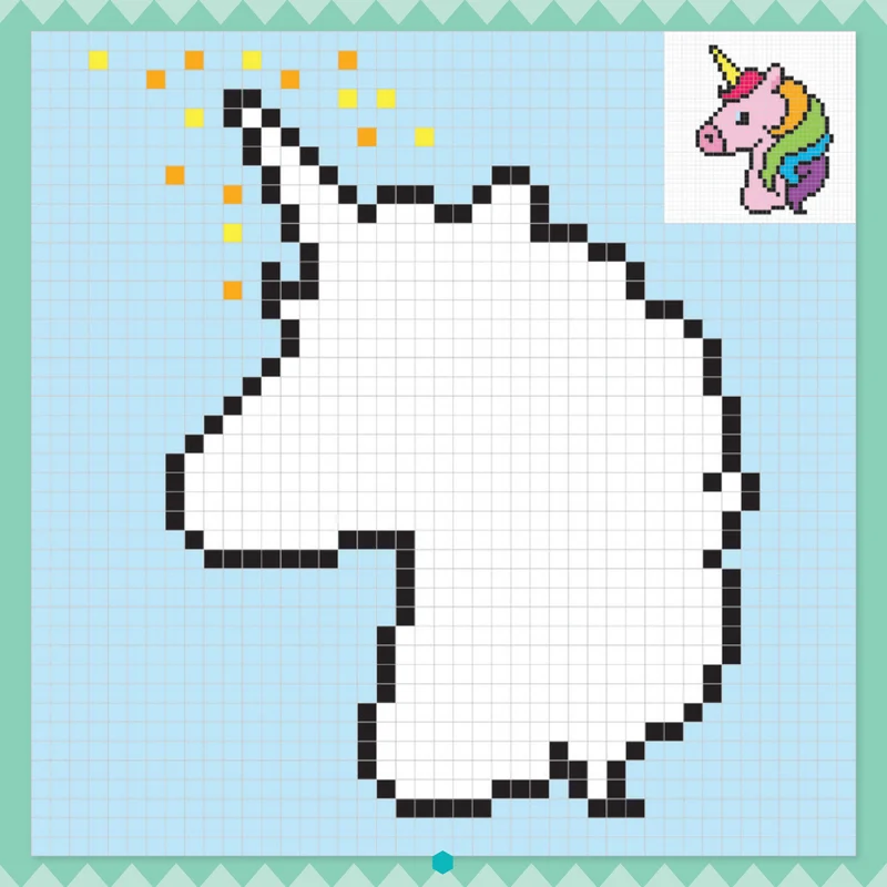 Je colorie en pixels – Les Licornes Magiques | Livre Pixel Art Enfant