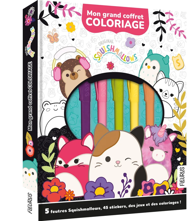 Mon Grand Coffret Coloriage Squishmallows – Jeux, Stickers & 5 Feutres