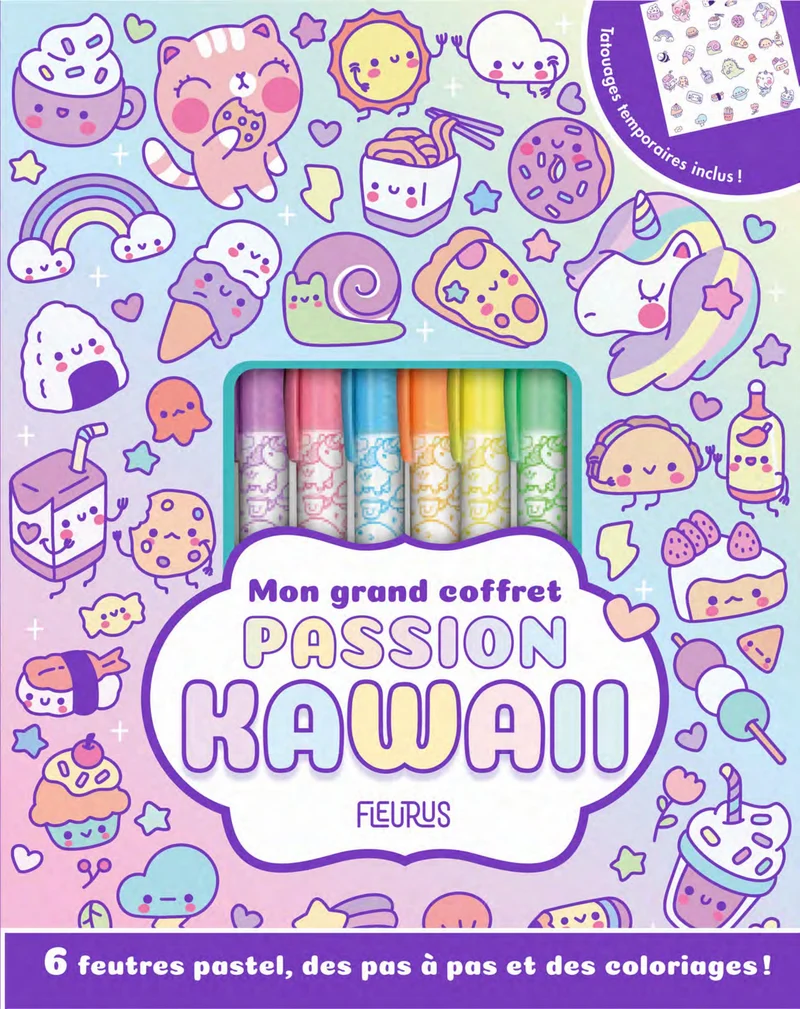 Mon Grand Coffret Passion Kawaii – Dessin, Feutres Pastel & Tatouages