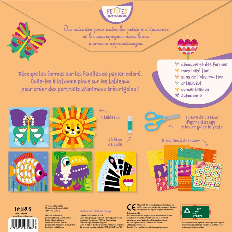 Mes Premiers Découpages et Collages Drôles d'Animaux – Coffret Créatif Maternelle