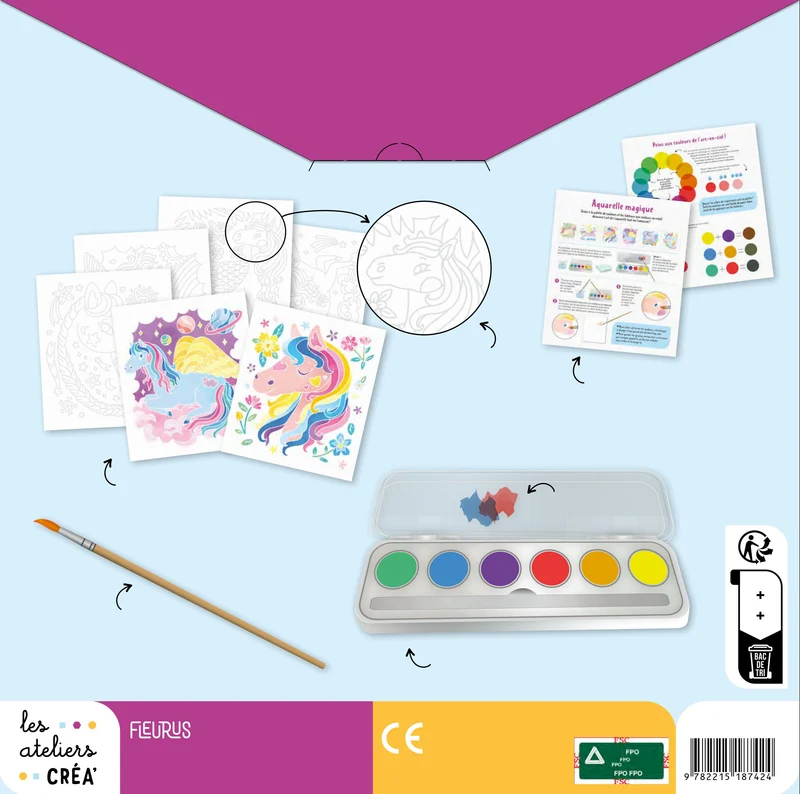 Aquarelle Magique Chevaux Fantastiques – Kit Peinture Enfant avec 6 Tableaux