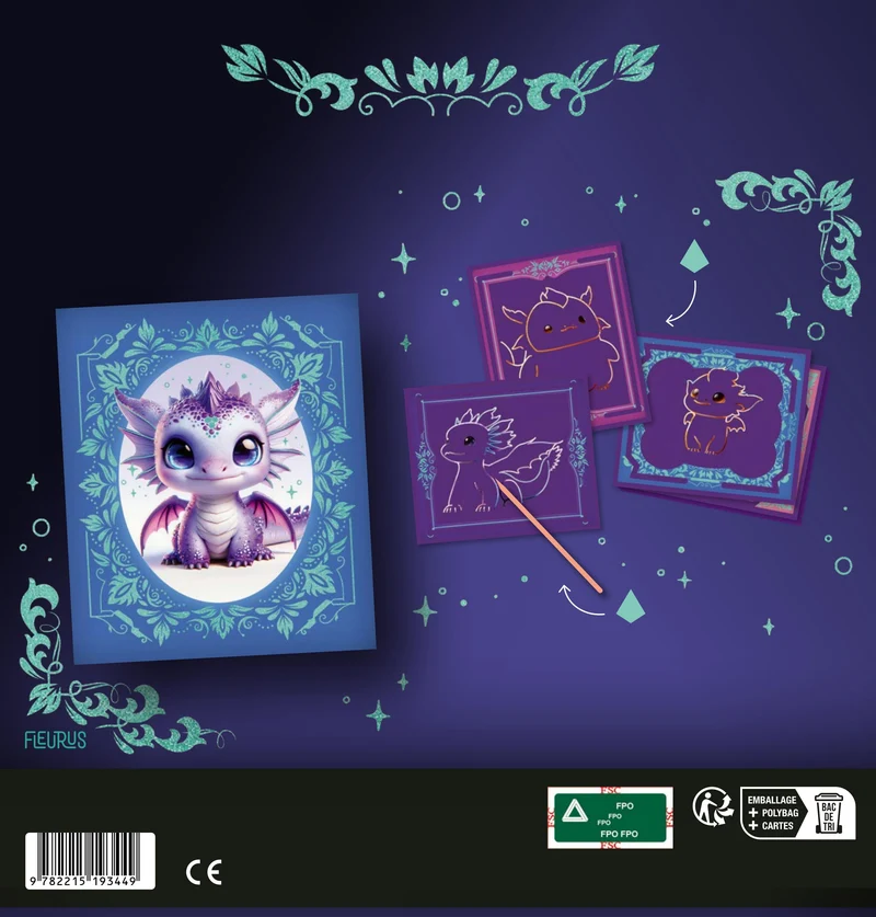Cartes à Gratter Étincelantes Bébés Dragons – Fantasy Dreams PRECIOSA