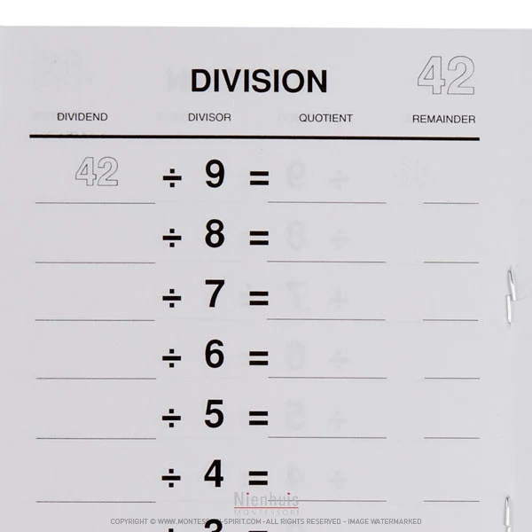 Livrets des tables de division (x5)