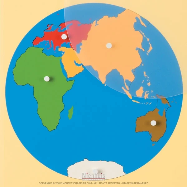 Planisphère du monde - vue de l'Asie